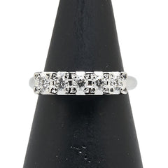 Pt850 プラチナ ダイヤ0.35ct 一文字 リング 指輪 レディース 7号 【中古】