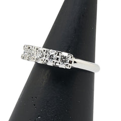 Pt850 プラチナ ダイヤ0.35ct 一文字 リング 指輪 レディース 7号 【中古】