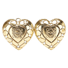 ロエベ アナグラム ハート イヤリング ゴールド メッキ フェイクパール レディース LOEWE 【中古】