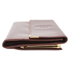 カルティエ マストライン がま口 長財布 ワインレッド レザー レディース CARTIER 【中古】