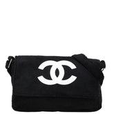 シャネル ノベルティ ココマーク 斜め掛け ショルダーバッグ ブラック ホワイト パイル レディース CHANEL 【中古】