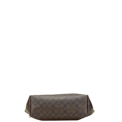 コーチ シグネチャー トートバッグ 4455 ブラウン ブラック PVC レザー レディース COACH 【中古】