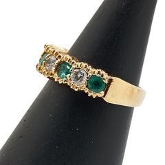 K18YG イエローゴールド ダイヤ0.4ct エメラルド0.4ct リング 指輪 レディース 10号 【中古】
