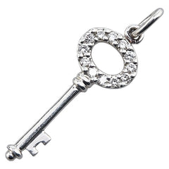 Pt900 プラチナ ダイヤ0.15ct 鍵 カギ モチーフ ペンダントトップ レディース 【中古】