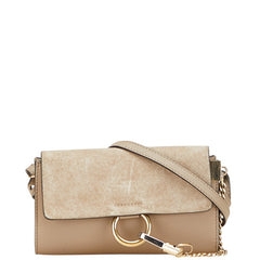 クロエ フェイ 斜め掛け ショルダーバッグ グレージュ レザー スウェード レディース Chloe 【中古】