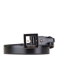 ブルガリ スクエアバックル ベルト ブラック レザー レディース BVLGARI 【中古】