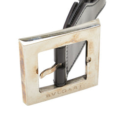 ブルガリ スクエアバックル ベルト ブラック レザー レディース BVLGARI 【中古】