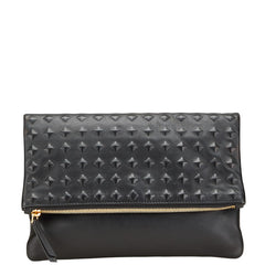 エム シー エム スタッズ型押し クラッチバッグ ブラック レザー メンズ MCM 【中古】