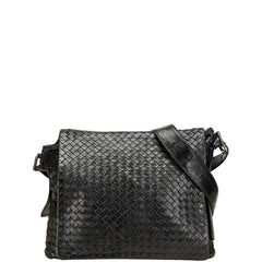 ボッテガヴェネタ イントレチャート 斜め掛け ショルダーバッグ ブラック レザー レディース BOTTEGAVENETA 【中古】