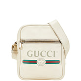 グッチ ロゴプリント ショルダーバッグ メッセンジャーバッグ 523591 ホワイト マルチカラー レザー レディース GUCCI 【中古】