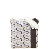 セリーヌ Cマカダム 馬車 ショルダーバッグ ベージュ ホワイト ブルー PVC レザー レディース CELINE 【中古】