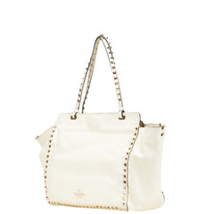 ヴァレンティノ ロックスタッズ ハンドバッグ ショルダーバッグ 2WAY ホワイト レザー レディース VALENTINO 【中古】