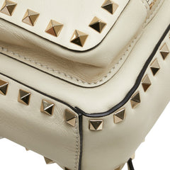 ヴァレンティノ スタッズ リュック バックパック ホワイト レザー レディース VALENTINO 【中古】