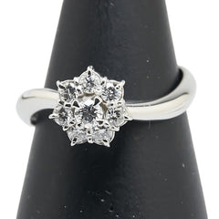 Pt900 プラチナ ダイヤ0.094ct ダイヤ0.28ct 花 フラワー モチーフ リング 指輪 レディース 11号 【中古】