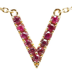 K18YG イエローゴールド ルビー V字 ペンダントネックレス レディース 【中古】
