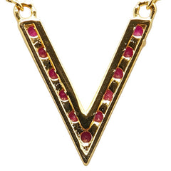 K18YG イエローゴールド ルビー V字 ペンダントネックレス レディース 【中古】