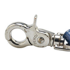 フェンディ ズッカ キーホルダー キーリング バッグチャーム 7AP060 AGRA シルバー ブルー メタル レザー レディース FENDI 【中古】