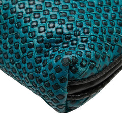 ボッテガヴェネタ イントレチャート パイソン ショルダーバッグ グリーン ブラック レザー レディース BOTTEGAVENETA 【中古】