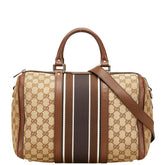 グッチ GGキャンバス ハンドバッグ ショルダーバッグ 2WAY 247205 ベージュ ブラウン キャンバス レザー レディース GUCCI 【中古】