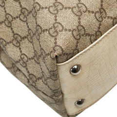 グッチ GGスプリーム ハンドバッグ トートバッグ 131220 ベージュ アイボリー PVC レザー レディース GUCCI 【中古】