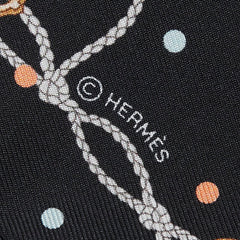 エルメス ツイリー Les Cles a Pois レクレアポア スカーフ ブラック ブラウン マルチカラー シルク レディース HERMES 【中古】