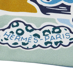 エルメス ツイリー BINGATA 紅型 スカーフ ブルー ホワイト マルチカラー シルク レディース HERMES 【中古】