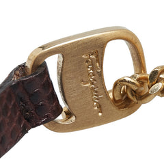 サルヴァトーレフェラガモ ブレスレット ブラウン ゴールド レザー メッキ レディース Salvatore Ferragamo 【中古】
