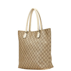 グッチ GGスプリーム ハンドバッグ トートバッグ 131220 ベージュ ホワイト PVC レザー レディース GUCCI 【中古】