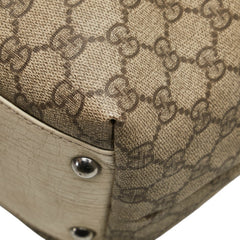 グッチ GGスプリーム ハンドバッグ トートバッグ 131220 ベージュ ホワイト PVC レザー レディース GUCCI 【中古】