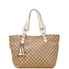 グッチ GGキャンバス トートバッグ ハンドバッグ 229852 ブラック キャンバス レザー レディース GUCCI 【中古】