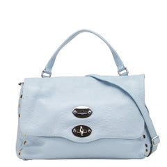 ザネラート ポスティーナ ハンドバッグ ショルダーバッグ 2WAY ライトブルー レザー レディース ZANELLATO 【中古】