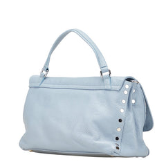 ザネラート ポスティーナ ハンドバッグ ショルダーバッグ 2WAY ライトブルー レザー レディース ZANELLATO 【中古】