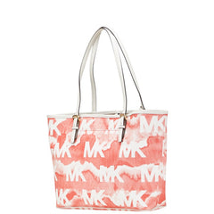 マイケルコース キャリーオール トートバッグ レッド ホワイト PVC レザー レディース Michael Kors 【中古】