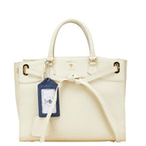 エーディーエムジェイ ロゴ トートバッグ ハンドバッグ ホワイト レザー レディース ADMJアクセソワ 【中古】