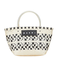 マルニ マーケット ハンドバッグ ホワイト ブラック ポリプロピレン レディース MARNI 【中古】