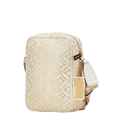 マイケルコース ジャガード ショルダーバッグ クロスボディバッグ ベージュ ゴールド キャンバス レディース Michael Kors 【中古】