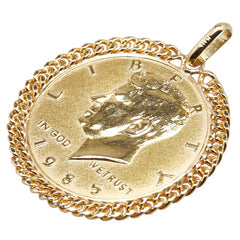 K18YG イエローゴールド エリザベス2世 ケネディ コイン 硬貨 ペンダントトップ レディース 【中古】