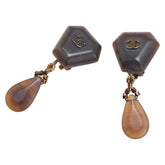 シャネル ヴィンテージ ココマーク ウッドモチーフ ティアドロップ スイング イヤリング ブラウン ゴールド プラスチック メッキ レディース CHANEL 【中古】