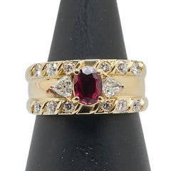 K18YG イエローゴールド ルビー0.67ct ダイヤ0.67ct リング 指輪 レディース 12号 【中古】