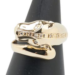 K18YG イエローゴールド ダイヤ0.07ct パンサー ヒョウ 豹 モチーフ リング 指輪 レディース 11号 【中古】