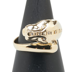 K18YG イエローゴールド ダイヤ0.07ct パンサー ヒョウ 豹 モチーフ リング 指輪 レディース 11号 【中古】