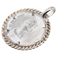 Pt1000 プラチナ Pt850 プラチナ K18YG イエローゴールド/コンビ エリザベスⅡ世 メイプルリーフ 5ドル コイン 硬貨 ペンダントトップ レディース 【中古】