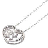 Pt900 プラチナ Pt850 プラチナ ダイヤ ハート フラワー モチーフ ネックレス レディース 【中古】