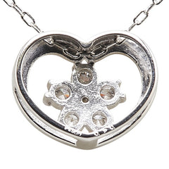 Pt900 プラチナ Pt850 プラチナ ダイヤ ハート フラワー モチーフ ネックレス レディース 【中古】
