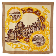 セリーヌ スカーフ ベージュ ゴールド マルチカラー シルク レディース CELINE 【中古】