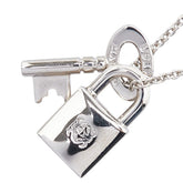 ロエベ アナグラム パドロック キー モチーフ チェーン ペンダントネックレス シルバー メタル レディース LOEWE 【中古】