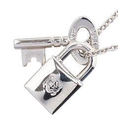 ロエベ アナグラム パドロック キー モチーフ チェーン ペンダントネックレス シルバー メタル レディース LOEWE 【中古】