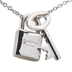 ロエベ アナグラム パドロック キー モチーフ チェーン ペンダントネックレス シルバー メタル レディース LOEWE 【中古】