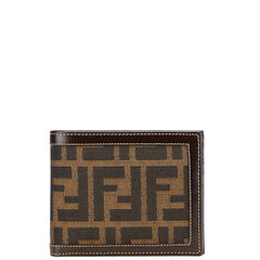 フェンディ ズッカ 二つ折り財布 2270-30110-089 ブラウン キャンバス レザー レディース FENDI 【中古】