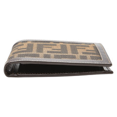 フェンディ ズッカ 二つ折り財布 2270-30110-089 ブラウン キャンバス レザー レディース FENDI 【中古】